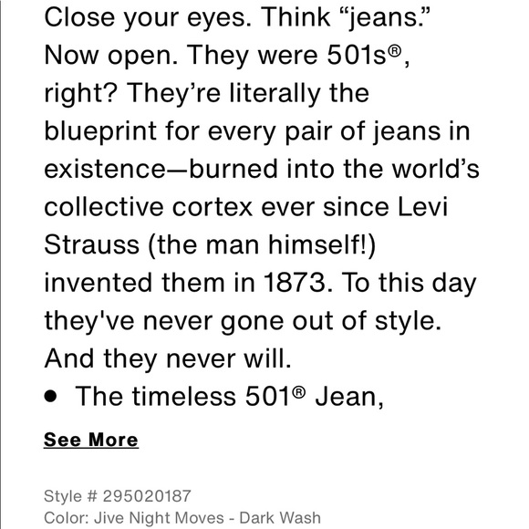 SALE! ⭐️ Levi’s 501 skinny high rise jean in Jive might moves - dark wash - Picture 8 of 12